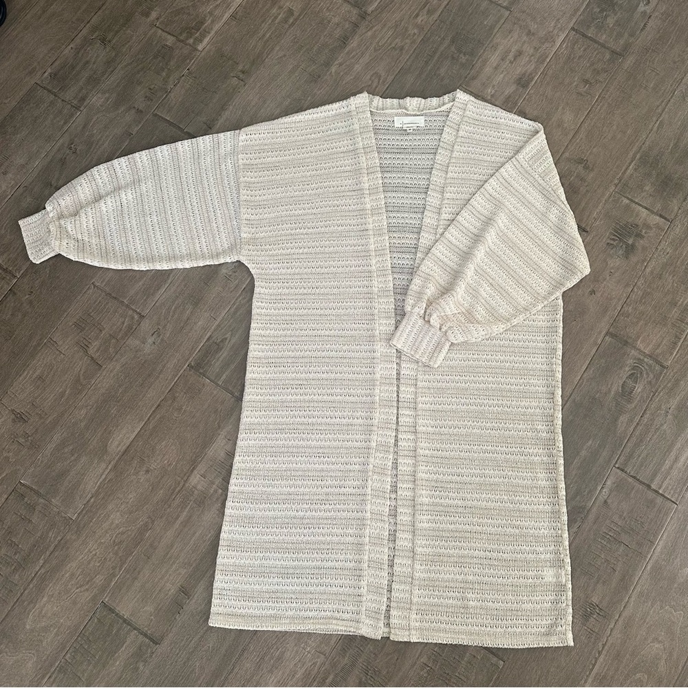 Anthropologie Duster Long Cardigan, Ivory Beige, One Size